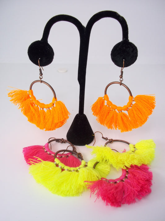 Neon Fan Earrings