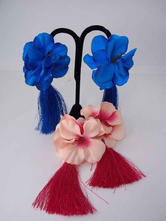 Flower tassel earrings